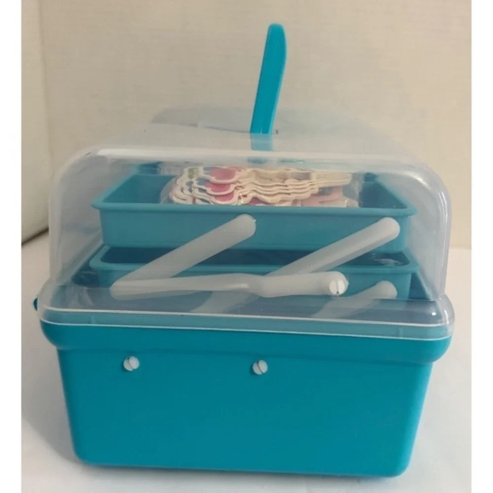 Cake Decorating Kit 100+ Pcs 3-Tier‎ Storage Box Piping Tips Russian Tips Blue